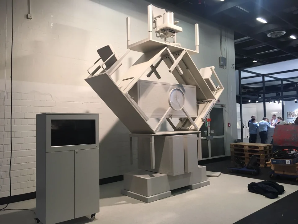 A grey tower at Orgatec