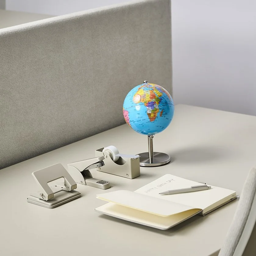 A globe on a Boring desk, Earth Day